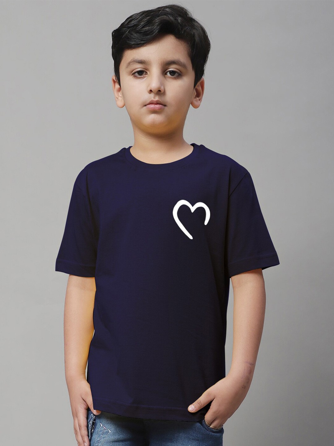 

Friskers Boys Printed Round Neck Tshirts, Navy blue