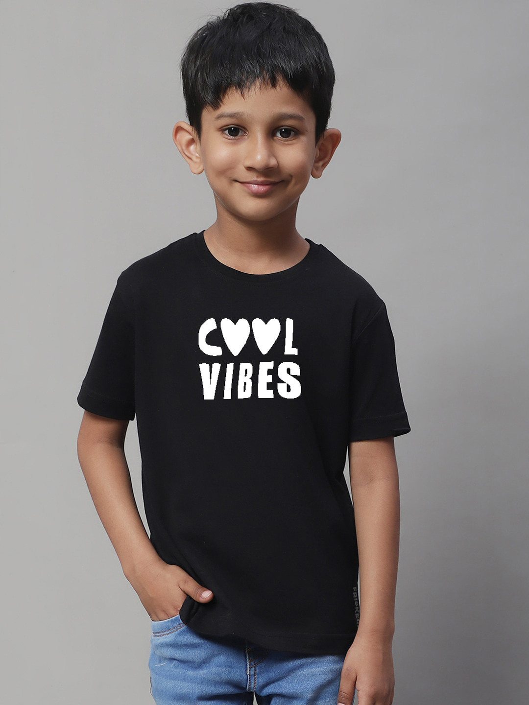 

Friskers Boys Typography Printed Pure Cotton T-Shirt, Black