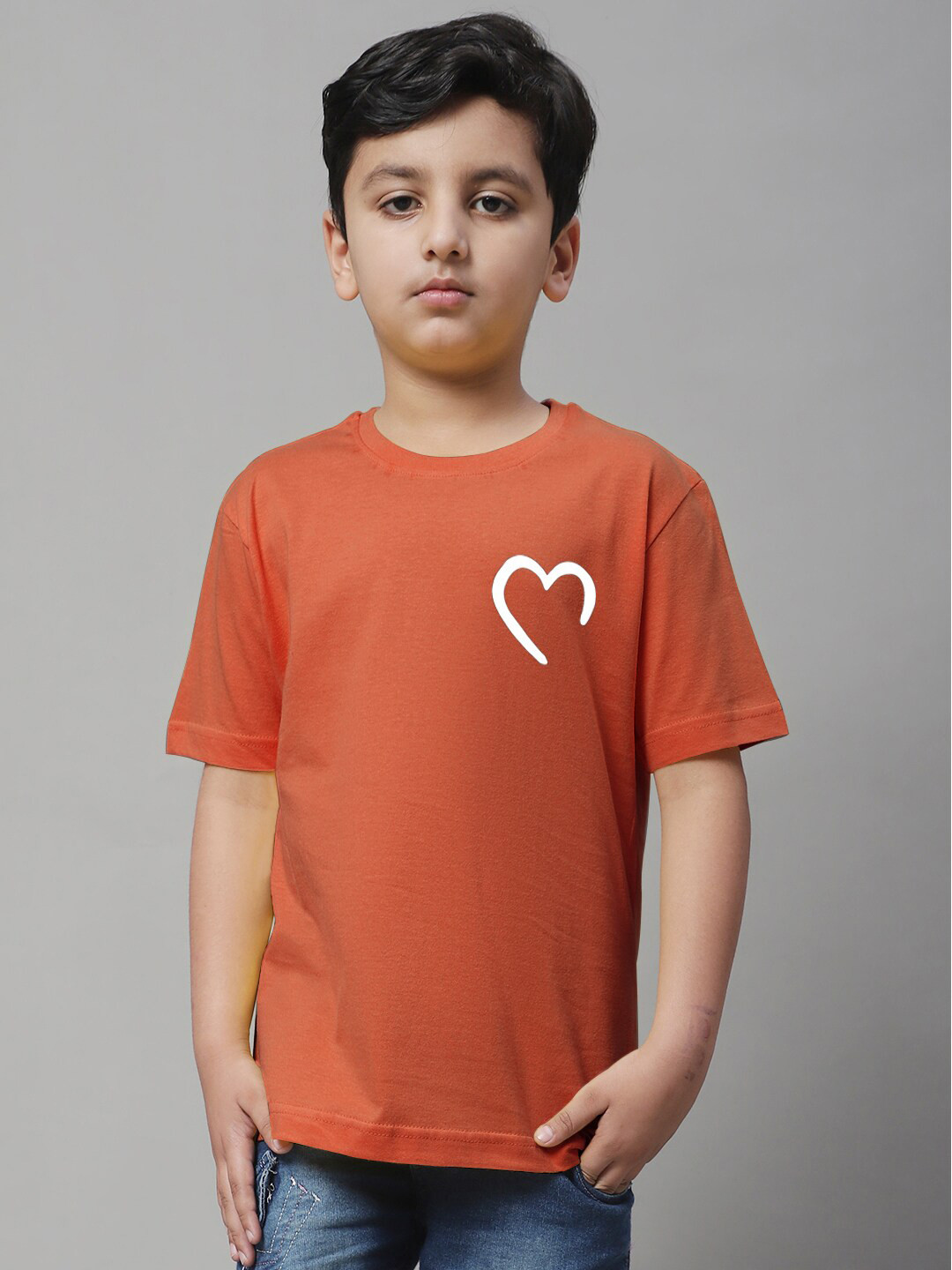 

Friskers Boys Printed Round Neck Tshirts, Peach