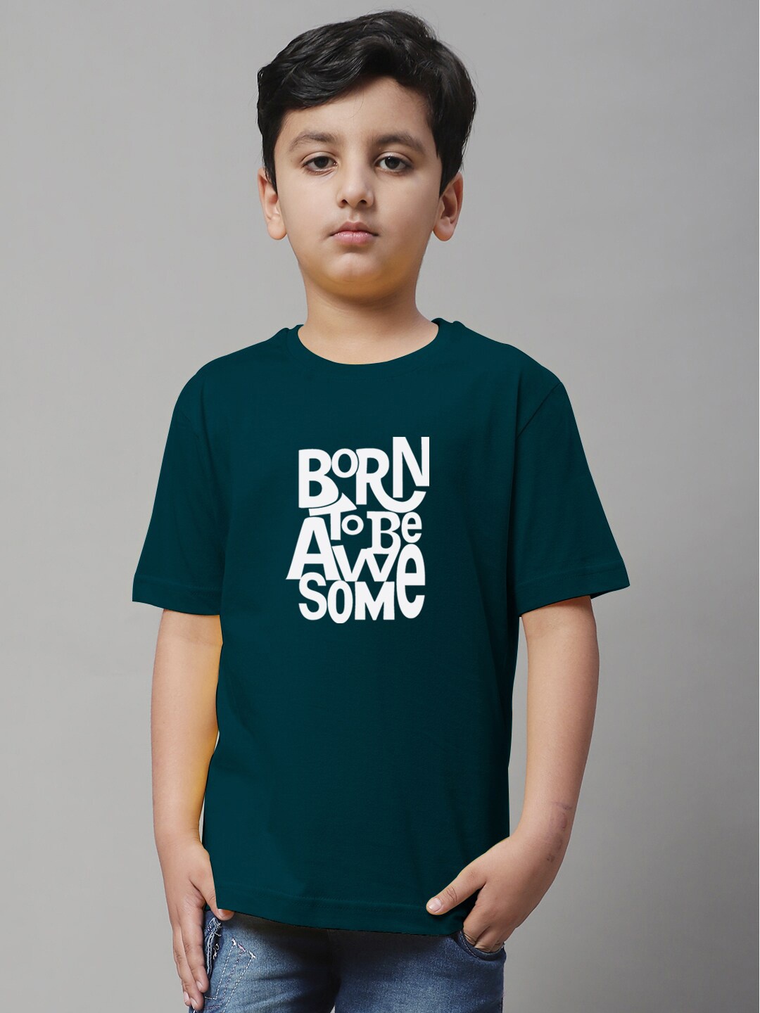 

Friskers Boys Typography Printed T-shirt, Teal