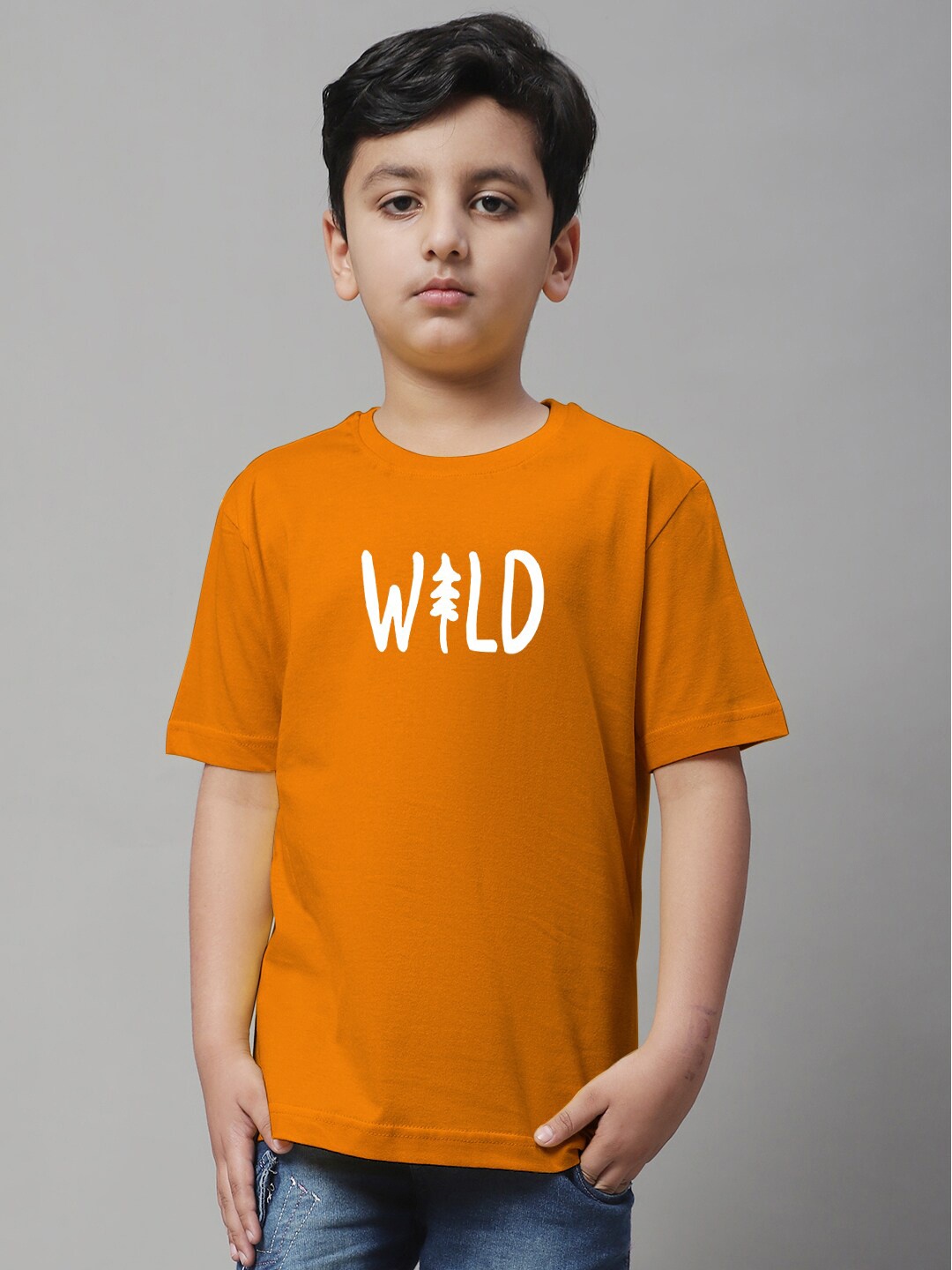 

Friskers Boys Typography Printed Pure Cotton T-shirt, Orange