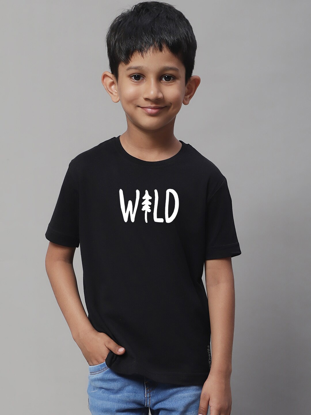 

Friskers Boys Typography Printed Cotton Lycra T-shirt, Black