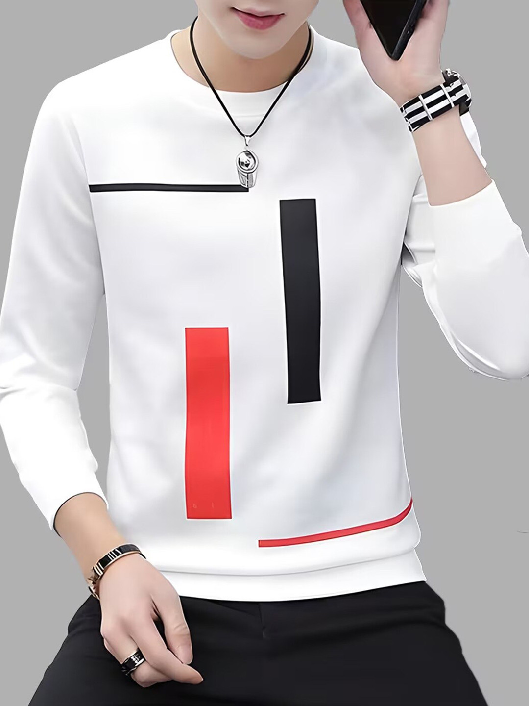 

Kushi Flyer Geometric Printed Cotton T-shirt, White