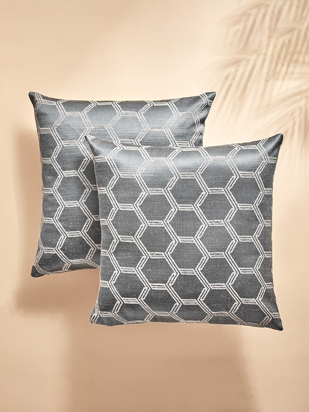 

Home Centre Grey & White 2 Pieces Geometric Square Cushion Covers