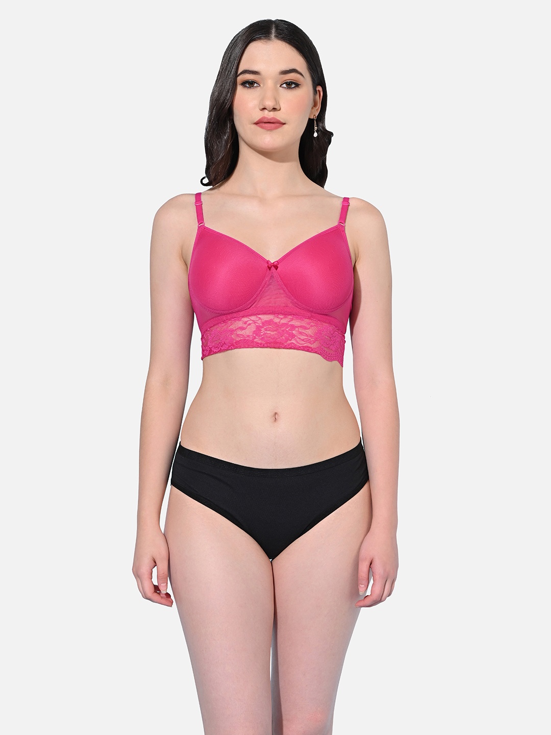 

FIMS Padded Lace Lingerie Set SLK-N_Set_Rani_B, Pink