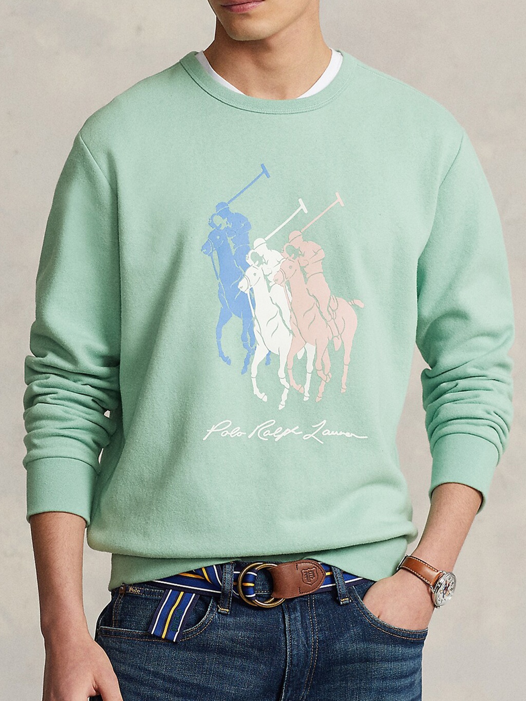 

Polo Ralph Lauren Graphic Printed Cotton Pullover Sweatshirt, Green