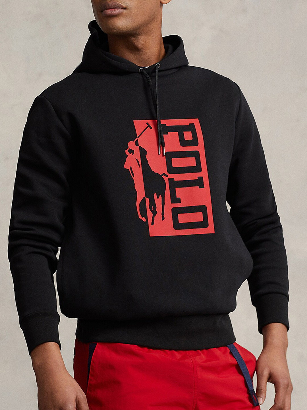

Polo Ralph Lauren Brand Logo Printed Cotton Hooded Sweatshirt, Black