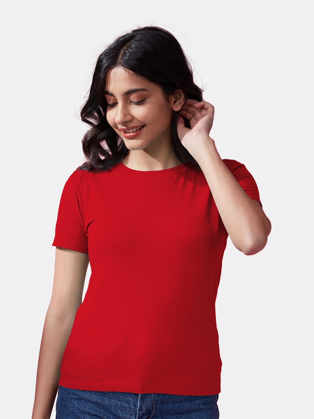 

The Souled Store Red Round Neck Pure Cotton T-shirt