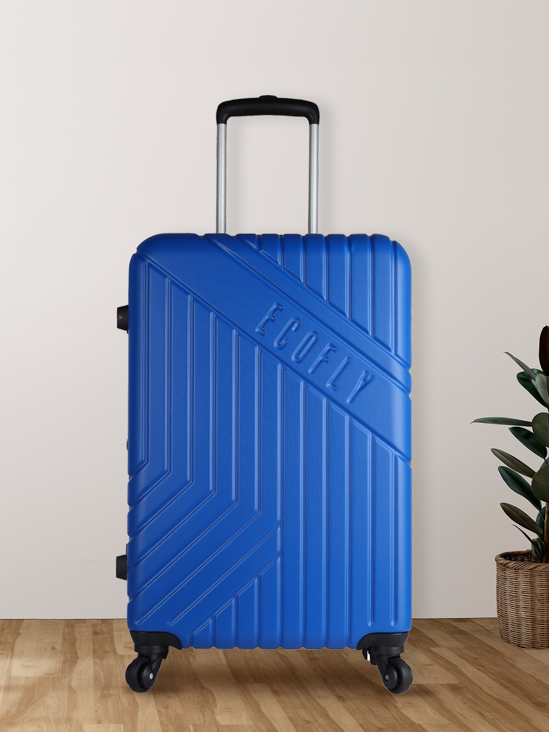 

fly Textured Hard Sided 360-Degree Rotation Medium Sized Trolley Suitcase, Blue