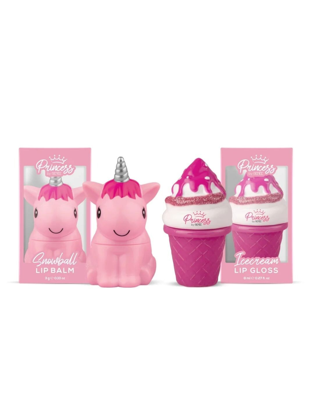 

Renee Princess Snowball Lip Balm 3g & Ice Cream Lip Gloss 8ml, Pink