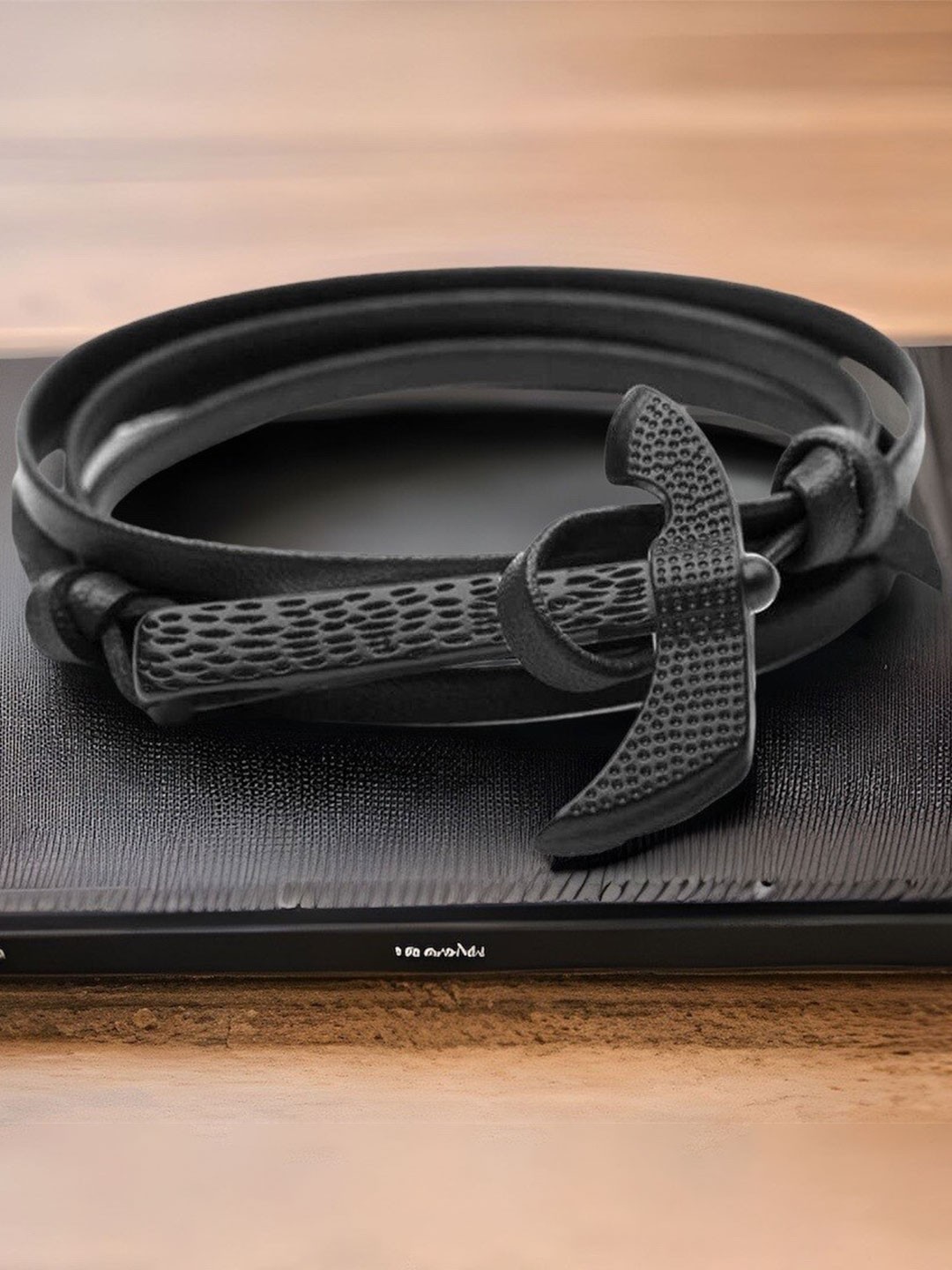 

MYKI Men Axe Design Multistrand Bracelet, Black