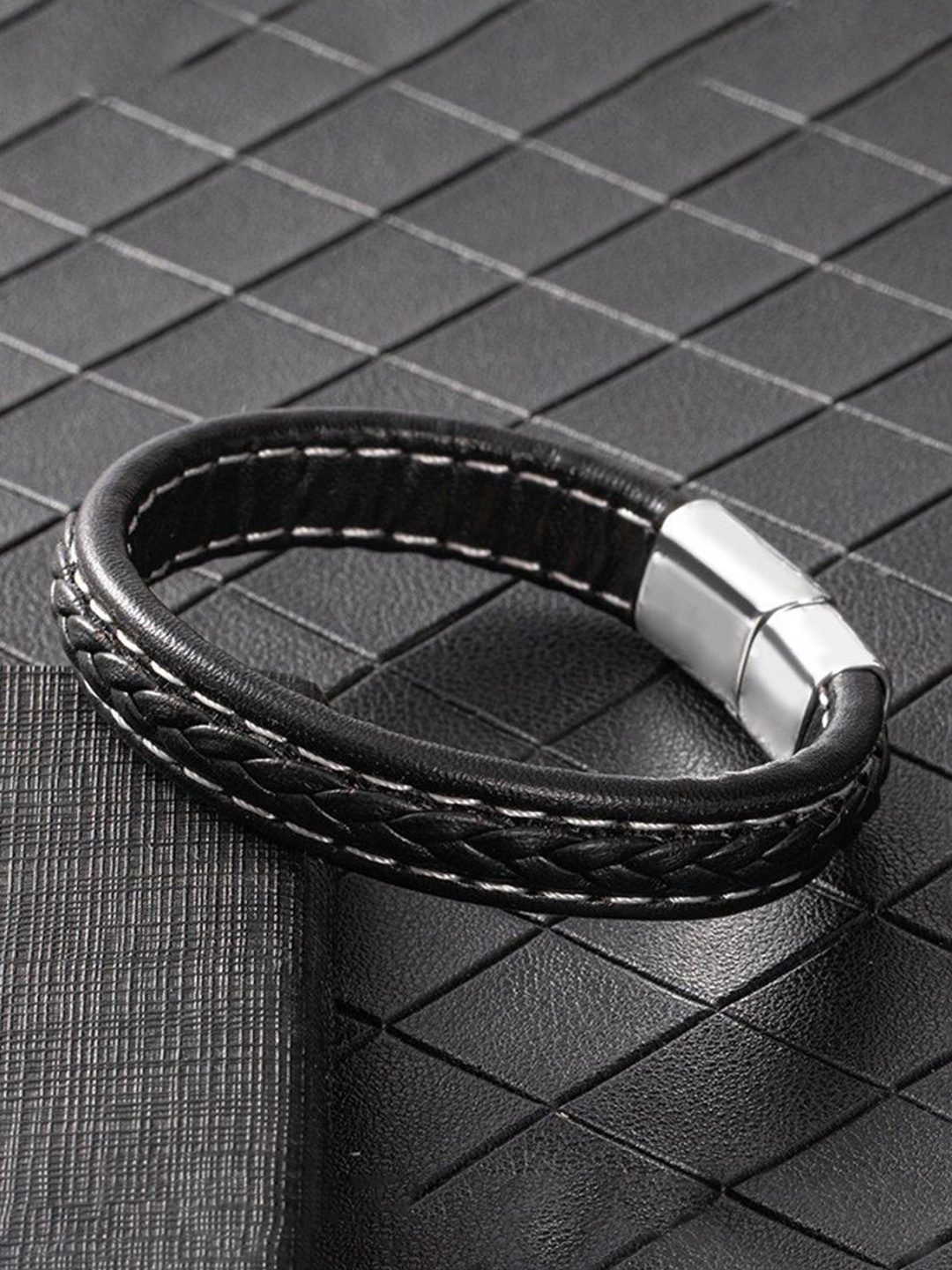 

MYKI Men Stainless Steel Wraparound Bracelet, Silver