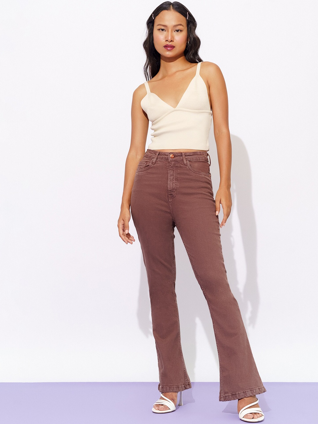 

FREAKINS Women Brown Bootcut Clean Lok High-Rise Jeans