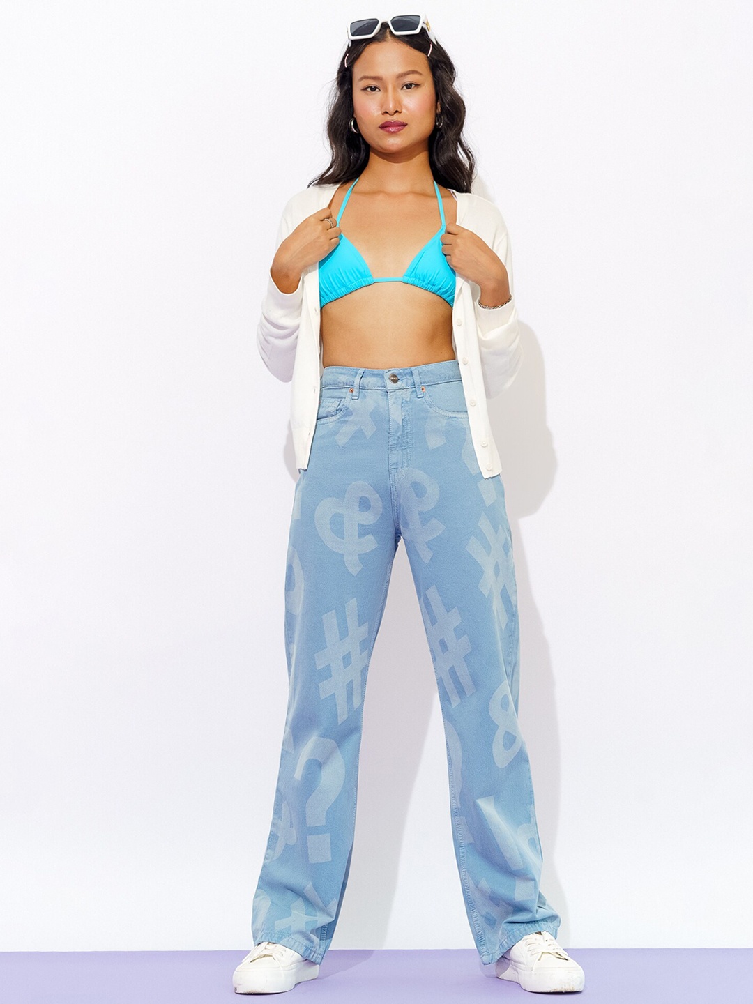 

FREAKINS Women Blue Straight Fit High-Rise Clean Look Light Fade Jeans