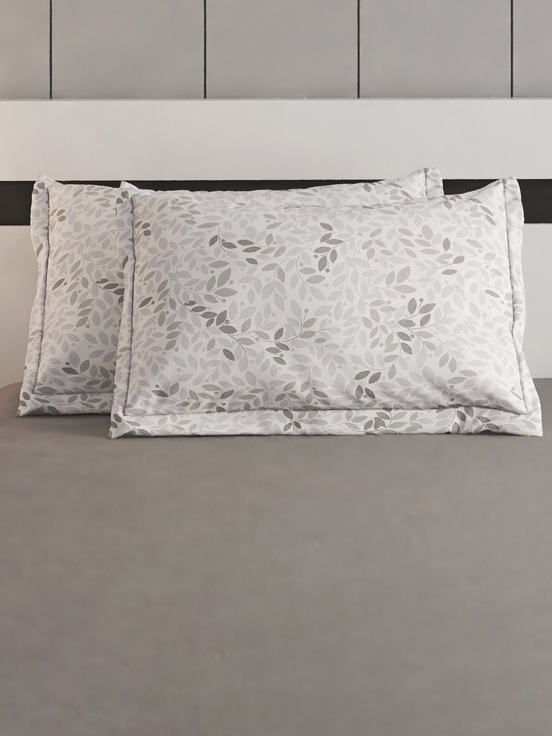 

Home Centre Grandeur Grey & White 2 Pieces Printed Cotton Pillow Covers