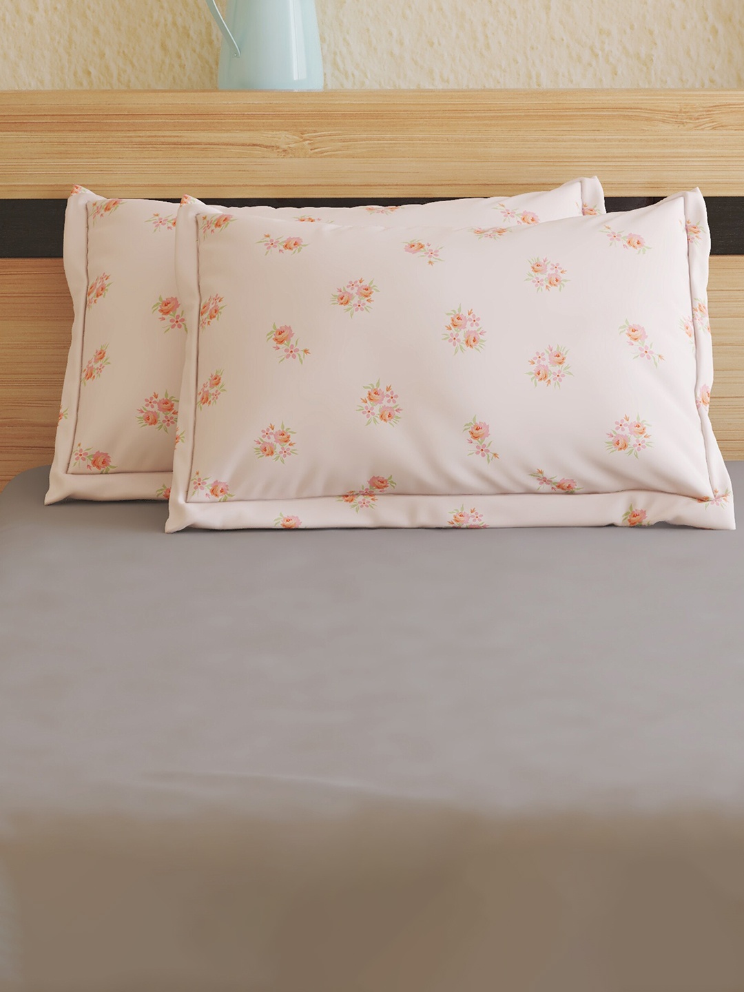

Home Centre Grandeur Peach & Green 2 Pieces Floral Printed Cotton Pillow Covers