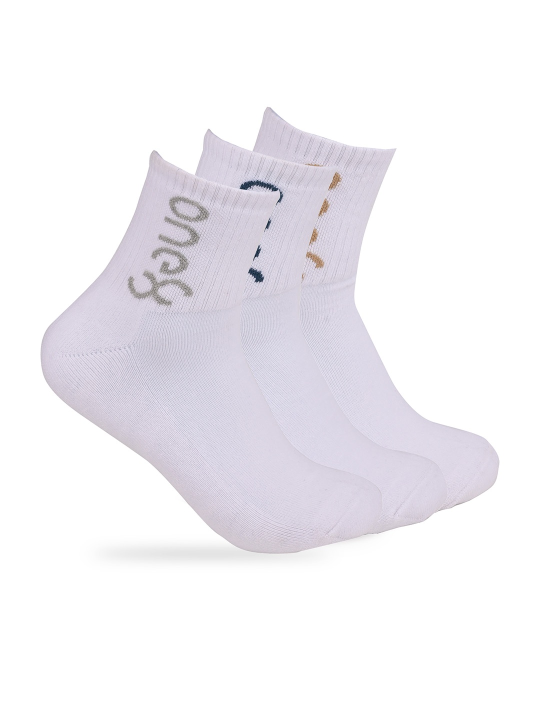 

One8 Men Pack Of 3 Above Ankle-Length Semi-Cushioned Cotton Socks, White