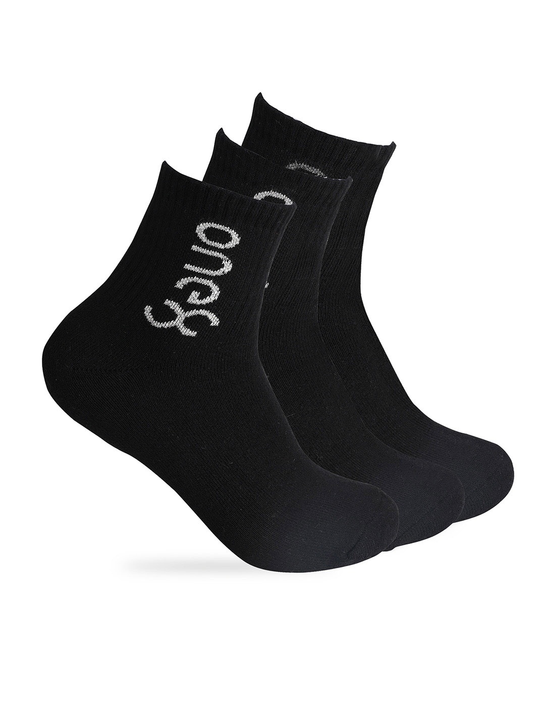 

One8 Men Pack Of 3 Above Ankle-Length Semi-Cushioned Cotton Socks, Black