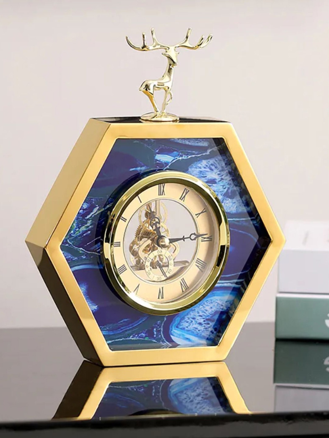 

The Art House Blue Abstract Shaped Table Clock