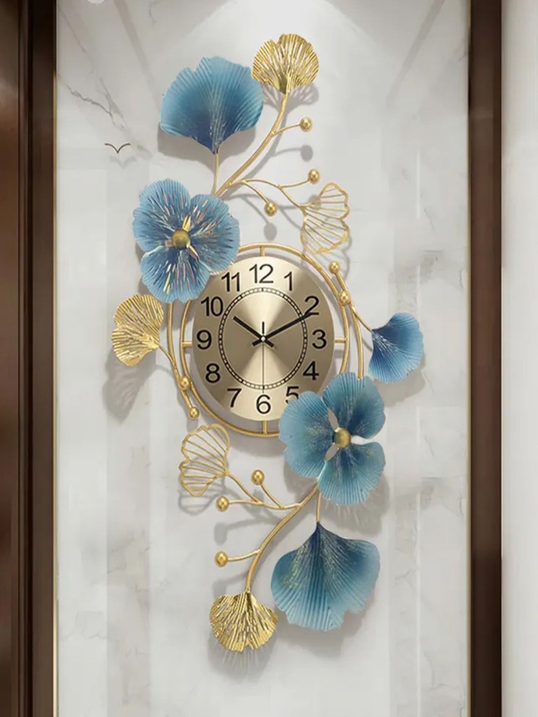 

The Art House Blue & Gold-Toned Textured Abstract Shaped Contemporary Wall Clock