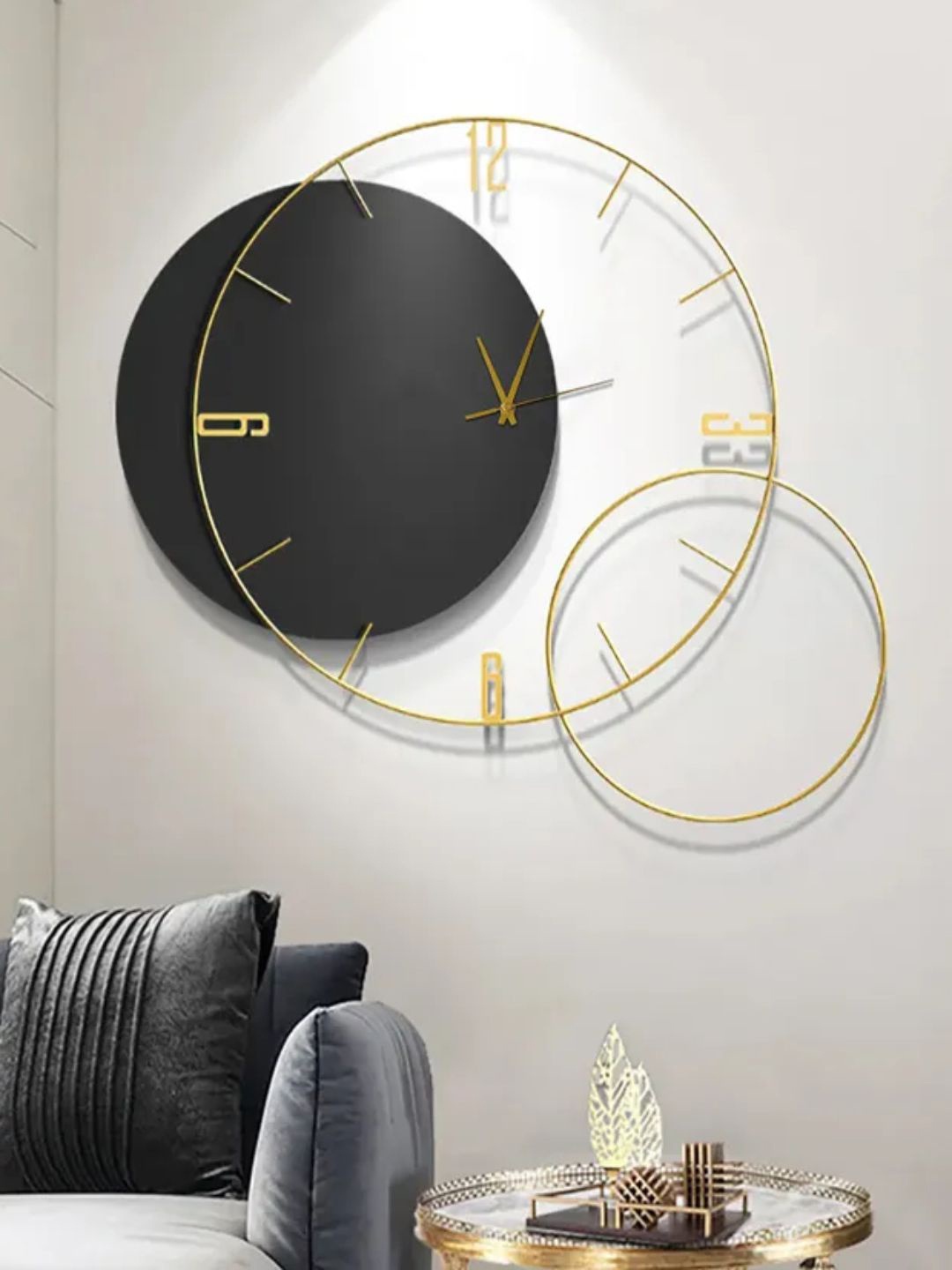 

The Art House Black & Gold-Toned Textured Geometric Shaped Contemporary Wall Clock
