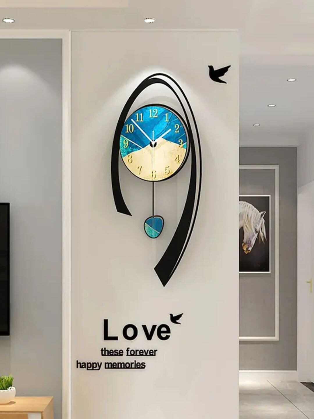 

The Art House Blue & Black Printed Abstract Shaped Contemporary Wall Clock