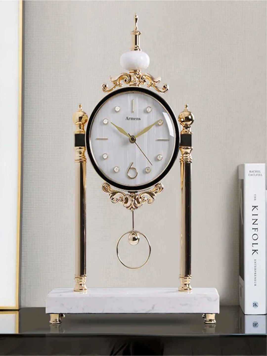 

The Art House Black & Golden Textured Contemporary Table Clock