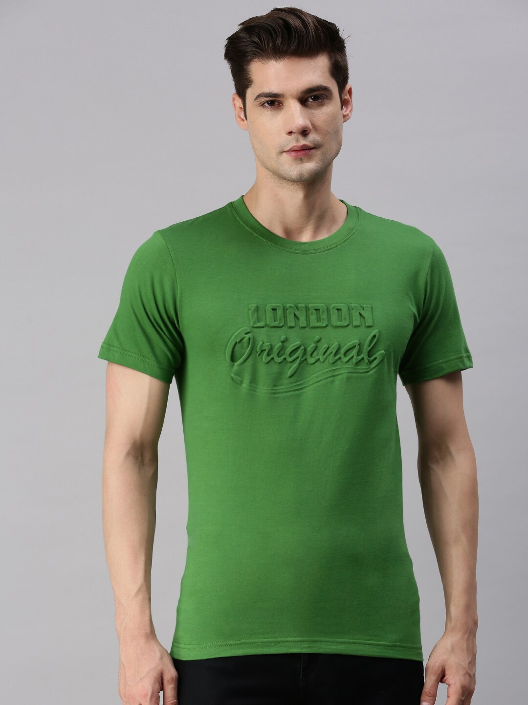 

ONN Men Typography Printed Cotton T-shirt, Green