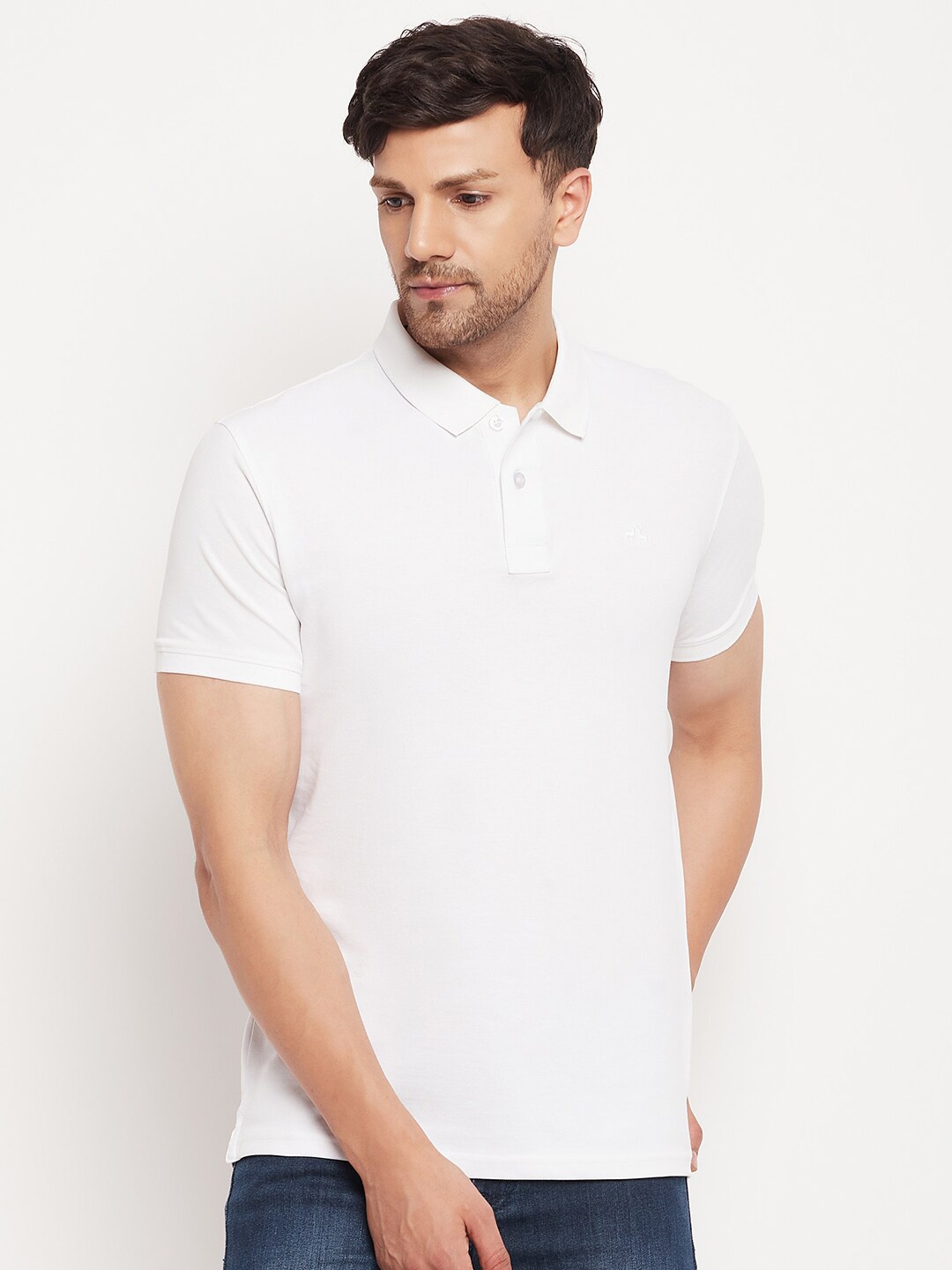 

98 Degree North Polo Collar Pure Cotton T-shirt, White