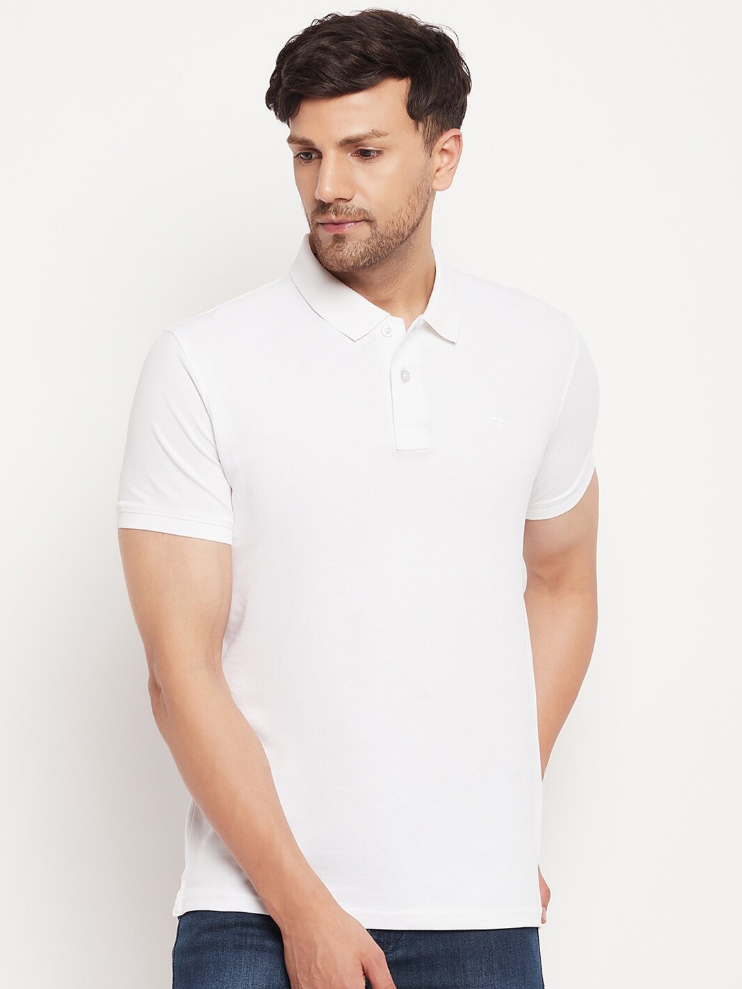 

98 Degree North Polo Collar Pure Cotton T-shirt, White