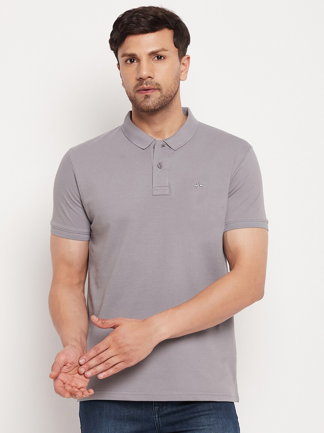 

98 Degree North Polo Collar Pure Cotton T-shirt, Grey