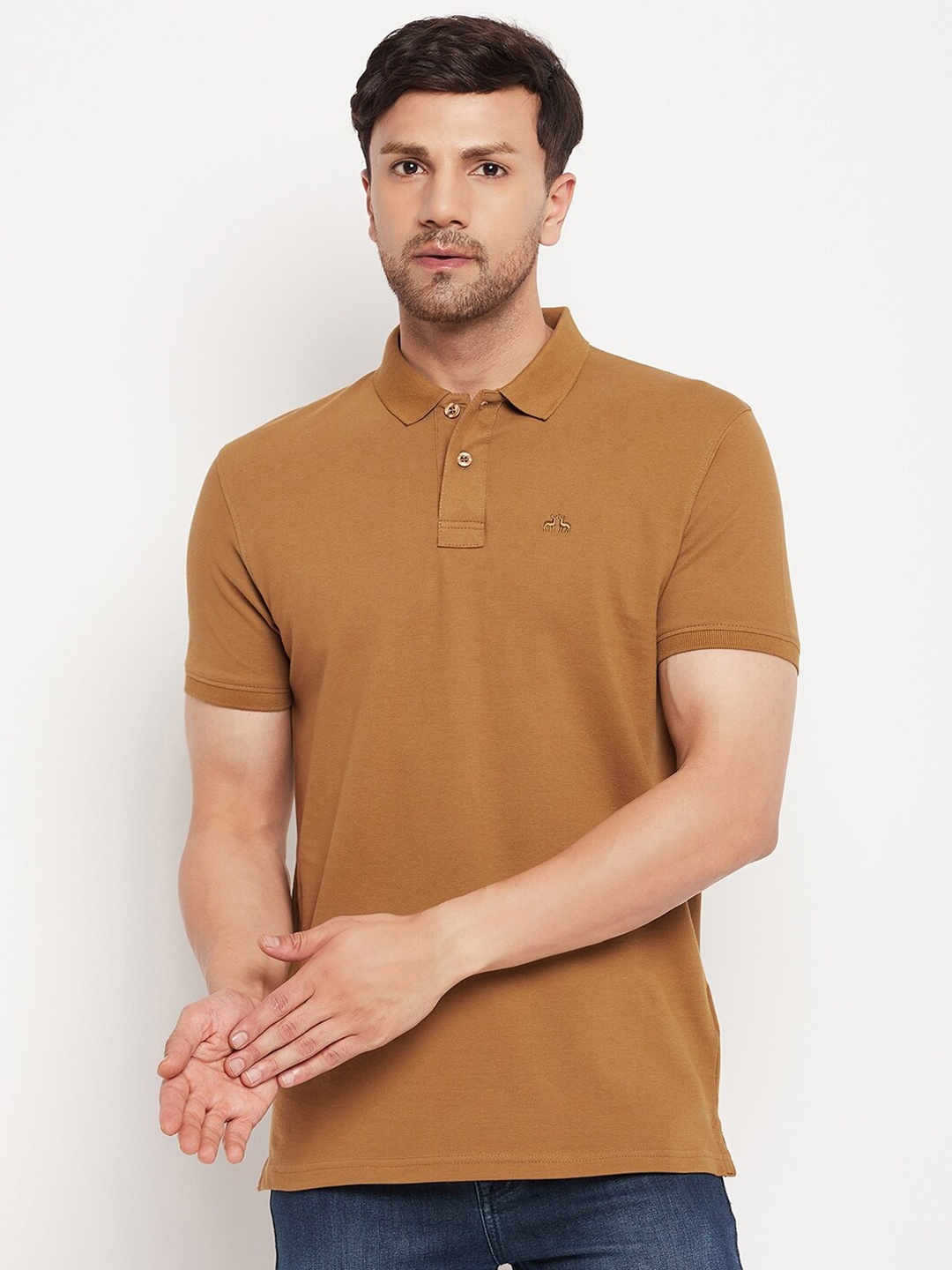 

98 Degree North Polo Collar Pure Cotton T-shirt, Brown