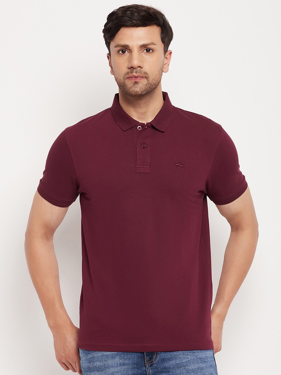 

98 Degree North Polo Collar Pure Cotton T-shirt, Burgundy