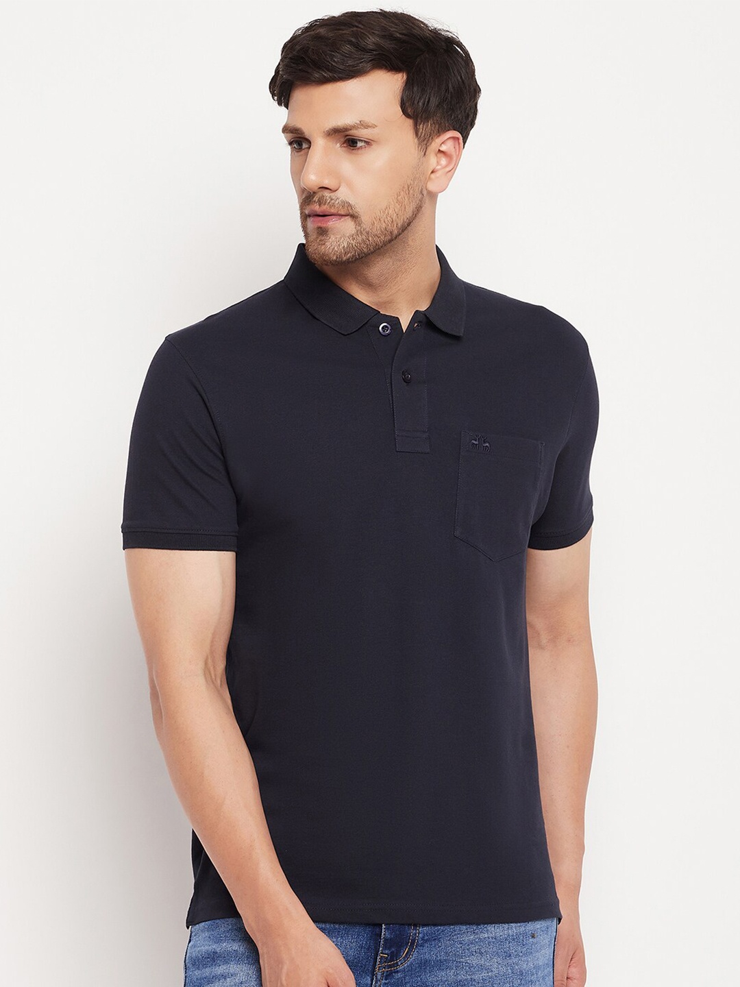 

98 Degree North Half Sleeve Pure Cotton Polo T-shirt, Navy blue