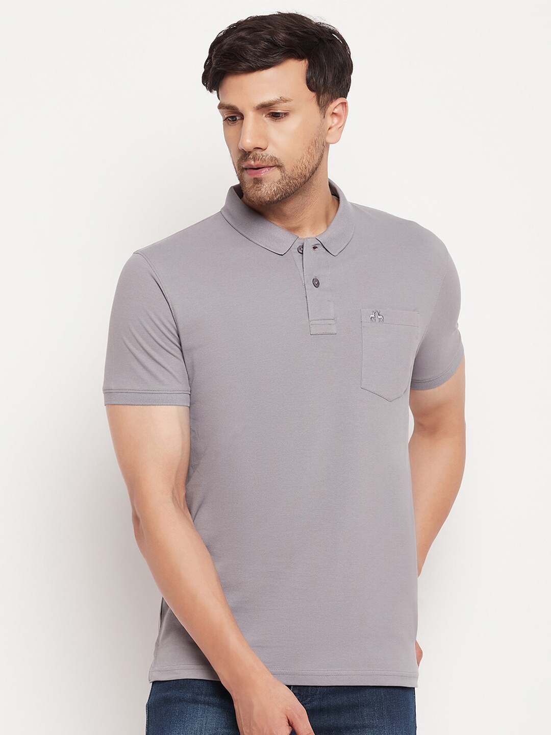 

98 Degree North Polo Collar Pure Cotton T-shirt, Grey