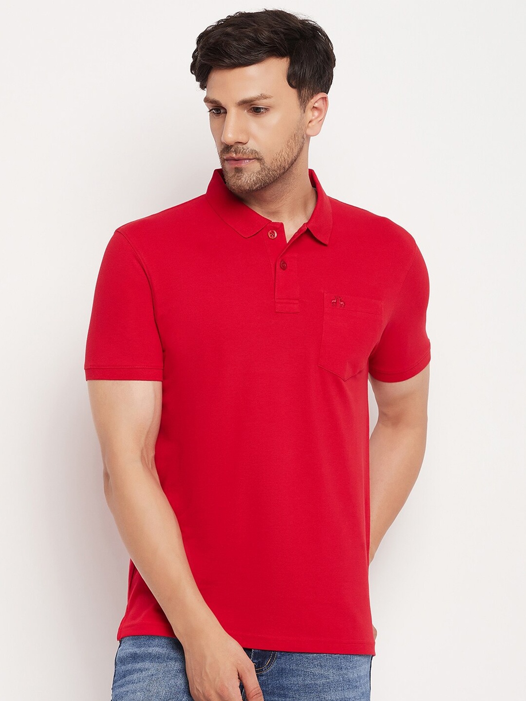 

98 Degree North Polo Collar Pure Cotton T-shirt, Red