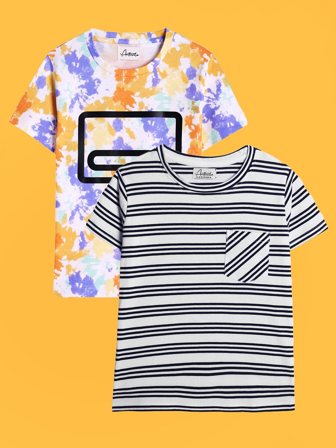 

Anthrilo Boys Pack Of 2 Relaxed Fit Cotton T-shirts, White