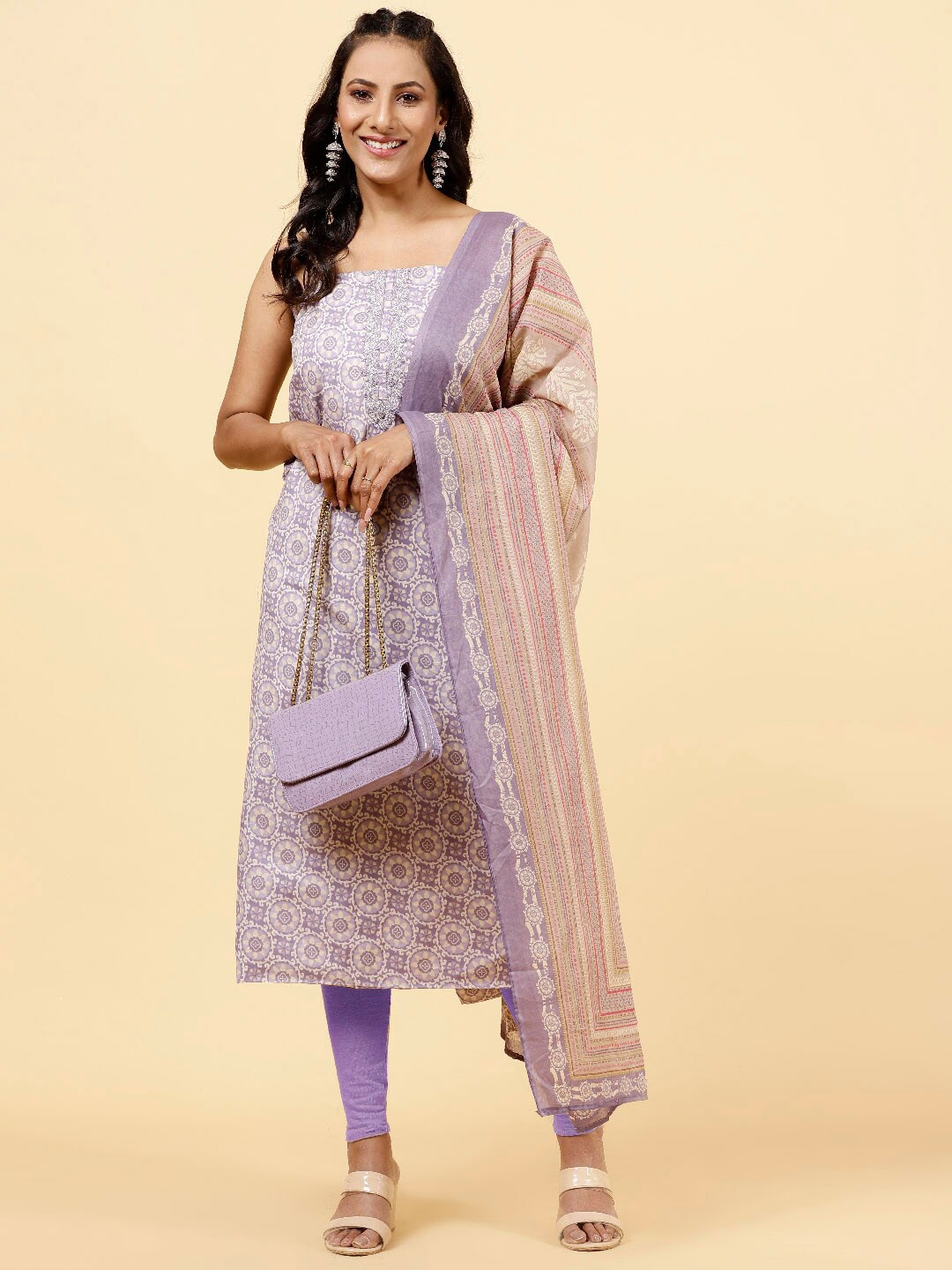 

Meena Bazaar Printed Unstitched Dress Material, Purple
