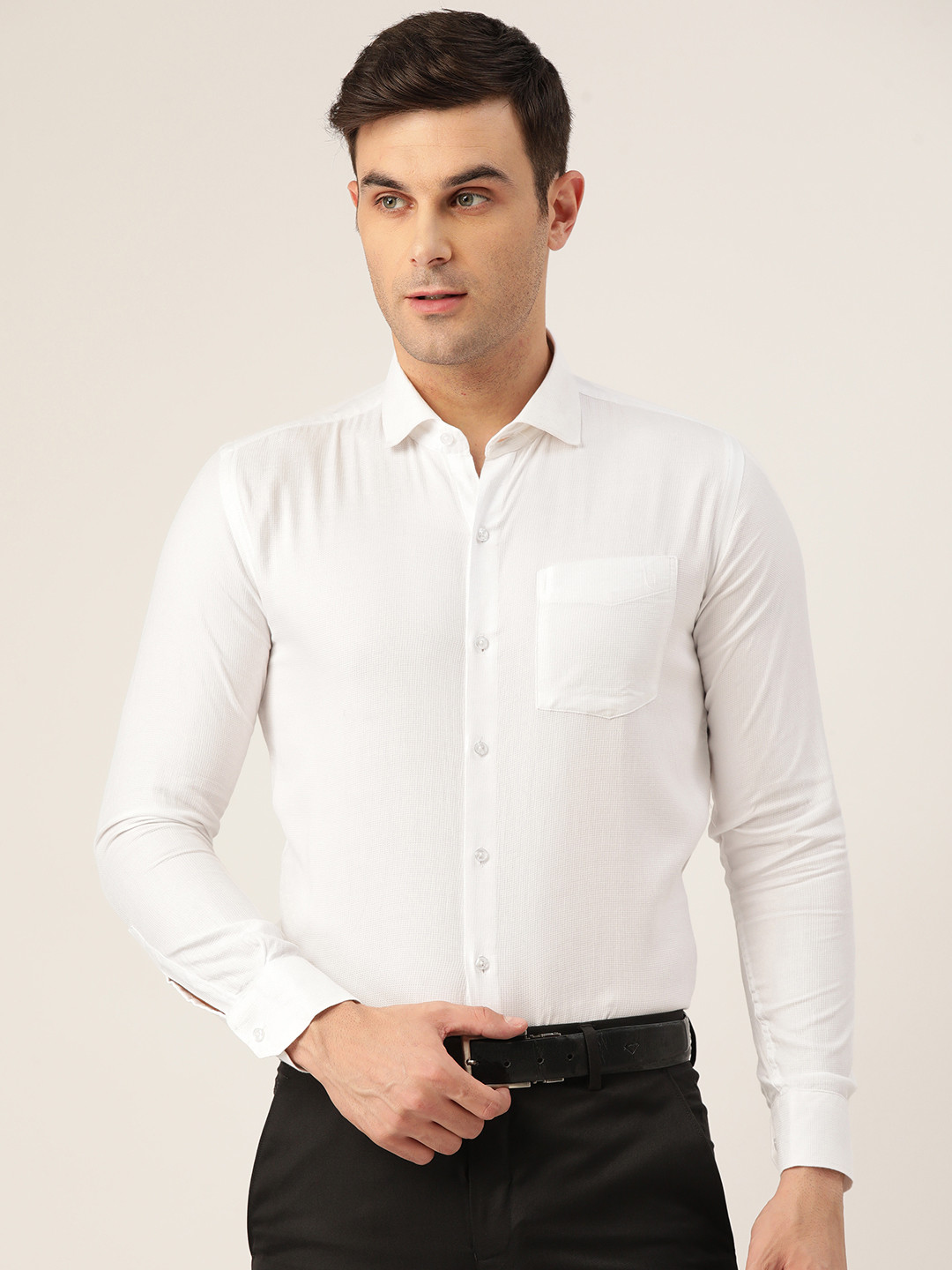 

JAPS Men Contemporary Tailored Fit Opaque Formal Shirt, White