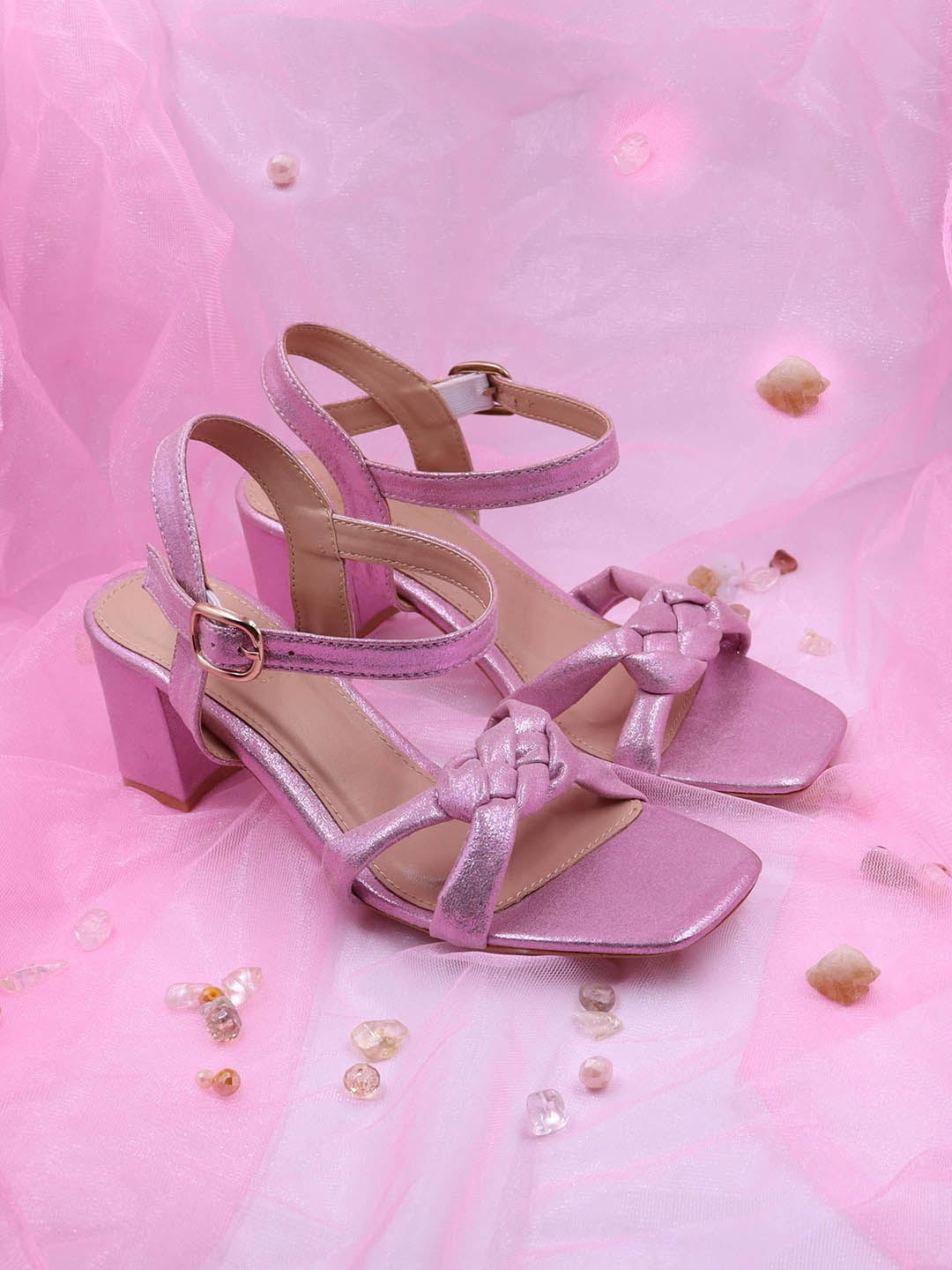 

DressBerry Pink Square Toe Block Heels