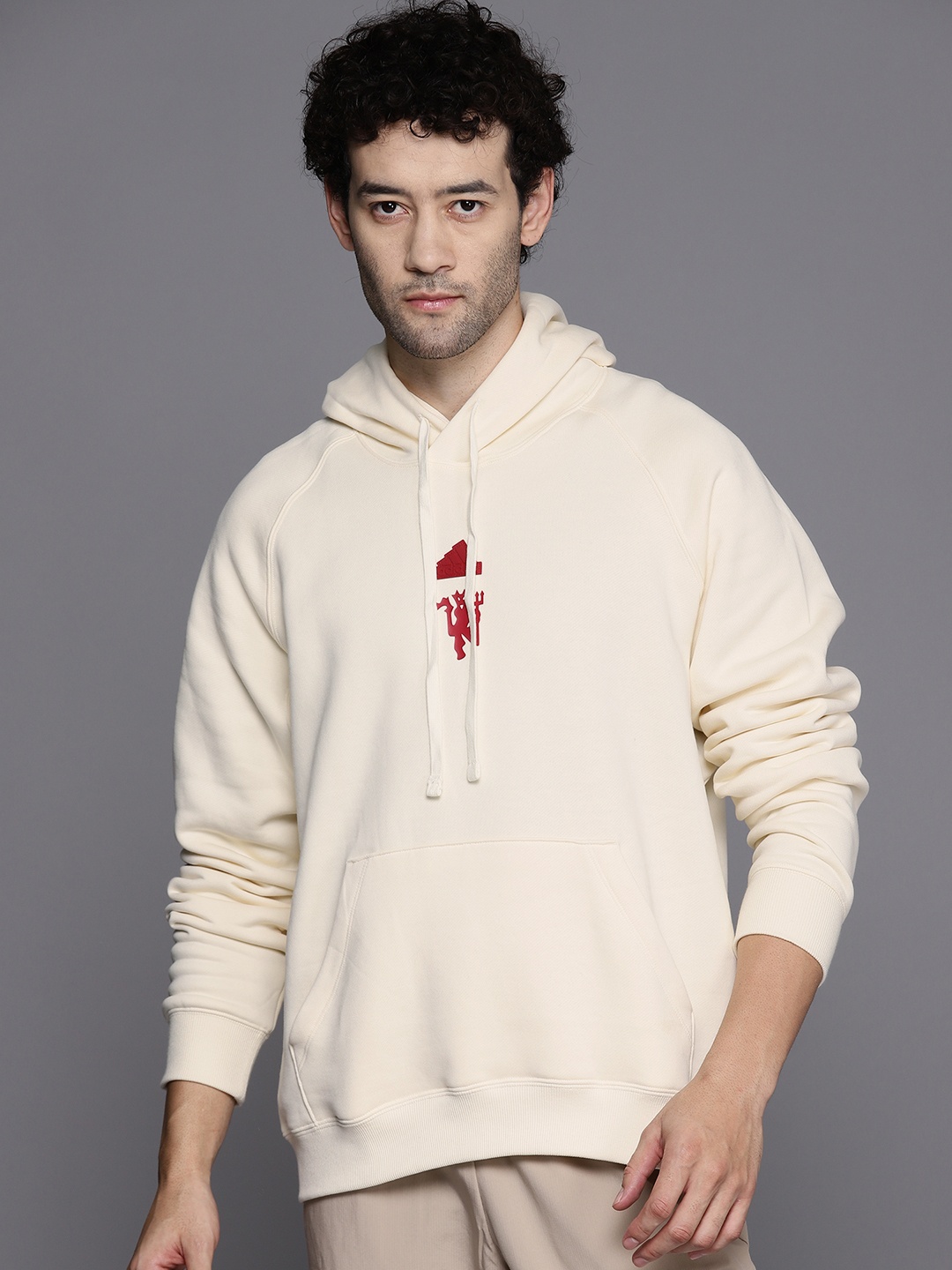 

ADIDAS Men Cream-Coloured Hooded Sweatshirt