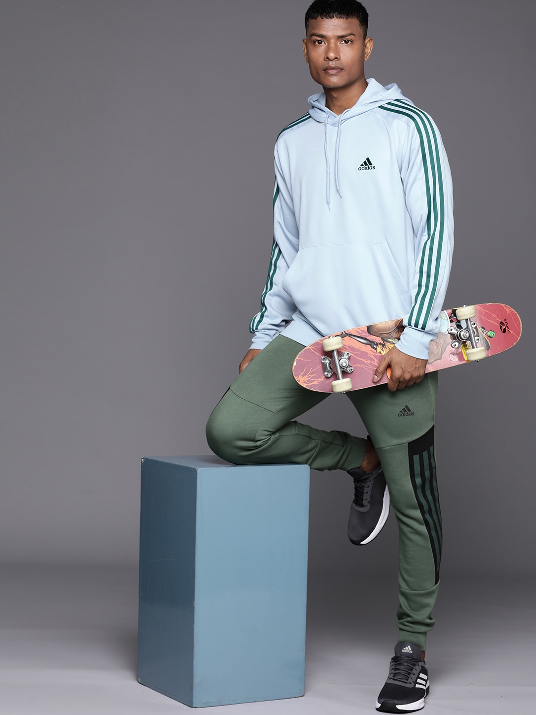 

ADIDAS 3-Stripes Hooded Sweatshirt, Blue