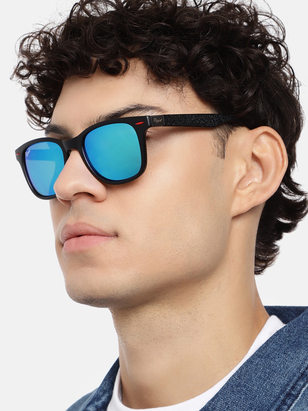 

RESIST EYEWEAR Unisex Blue Lens & Black Wayfarer Sunglasses with UV Protected Lens