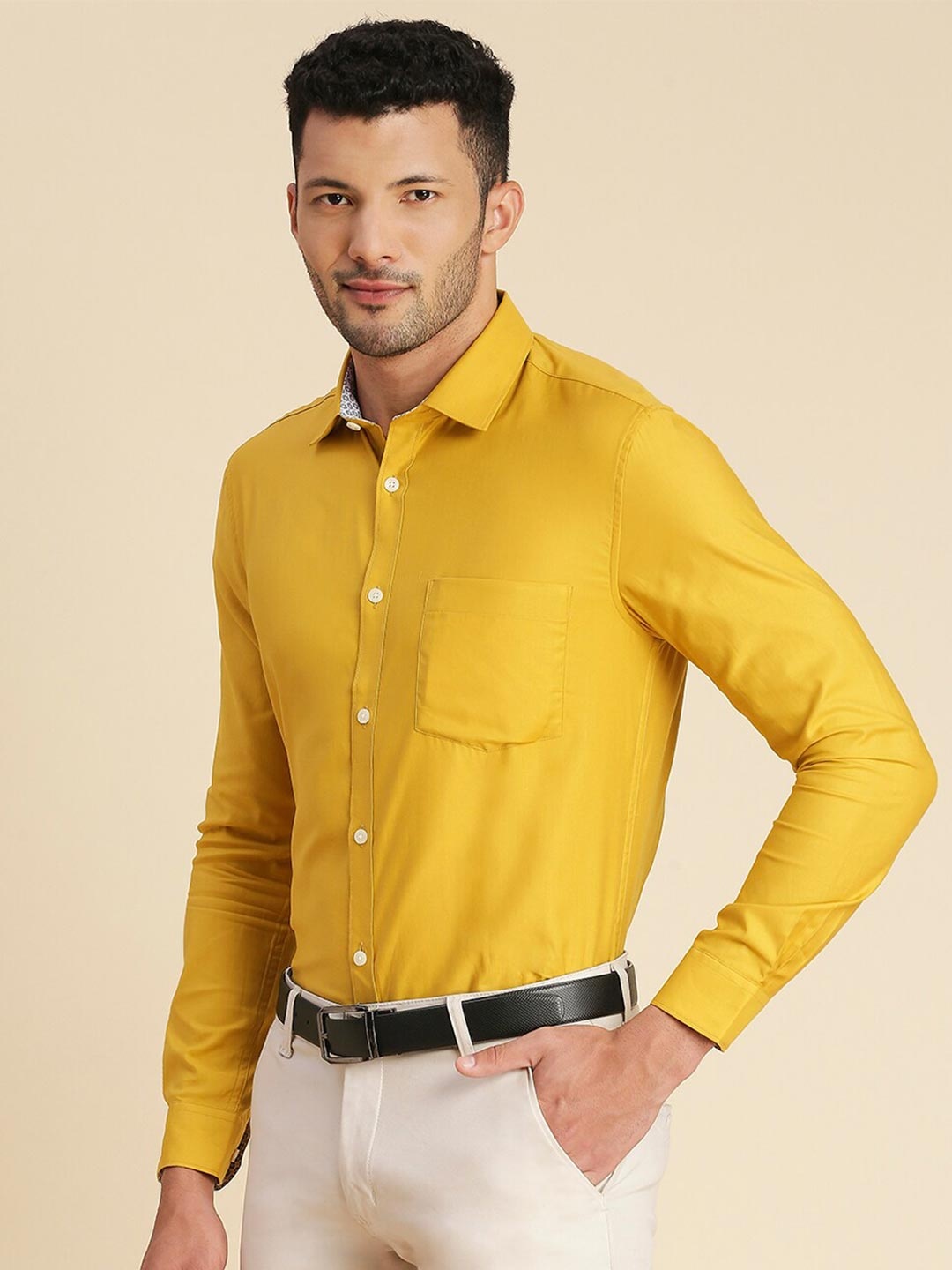 

INVICTUS Original Slim Fit Pure Cotton Formal Shirt, Yellow