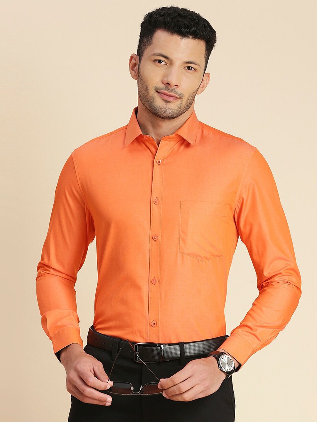 

INVICTUS Original Slim Fit Pure Cotton Formal Shirt, Orange