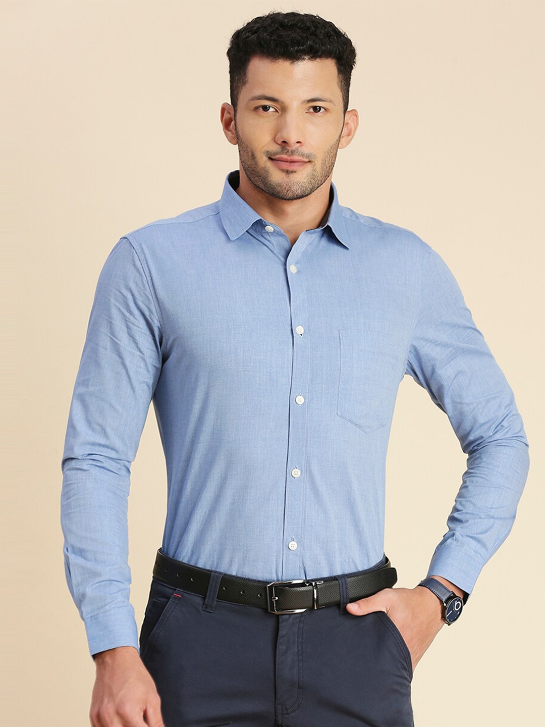 

INVICTUS Original Slim Fit Opaque Formal Shirt, Blue