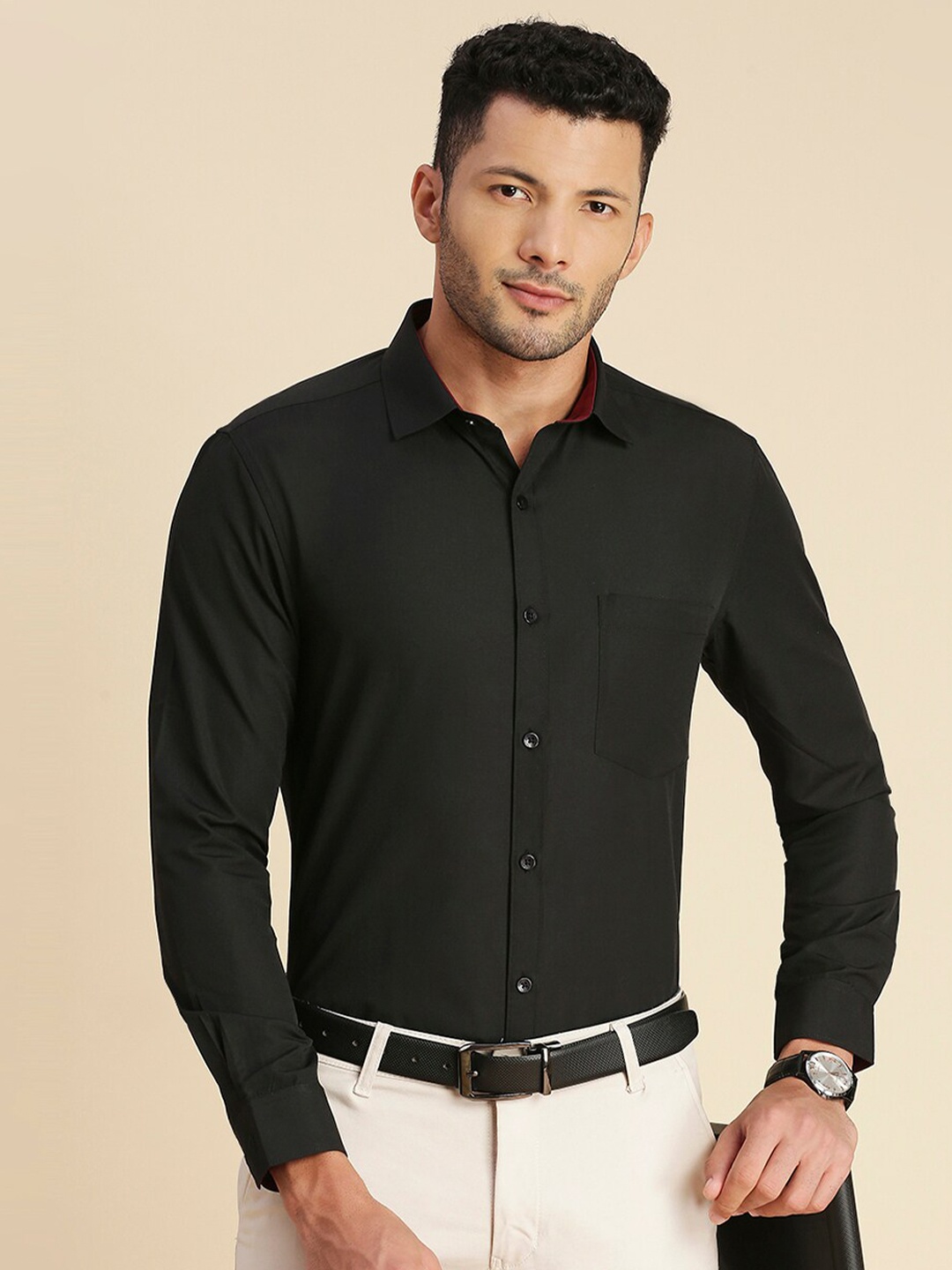 

INVICTUS Original Slim Fit Pure Cotton Formal Shirt, Black