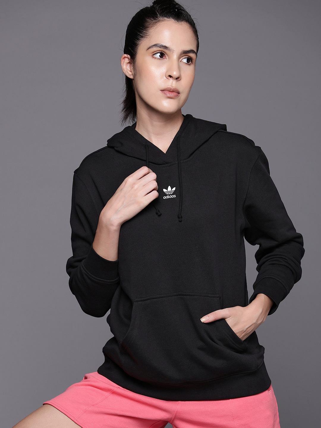 

ADIDAS Originals Essentials Regular Cotton Hooded Sweatshirt, Black