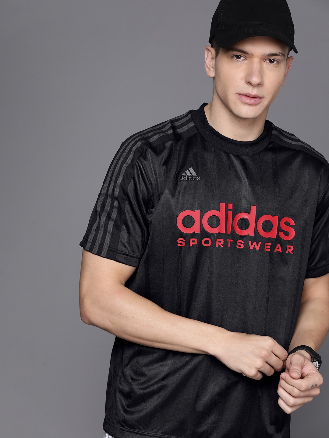 

ADIDAS Men Trio Printed Loose T-shirt, Black