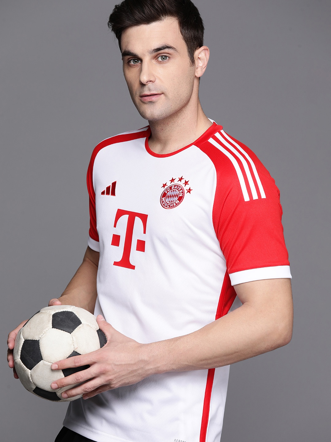 ADIDAS Men FCB H Bayern Munich Printed T-shirt, White